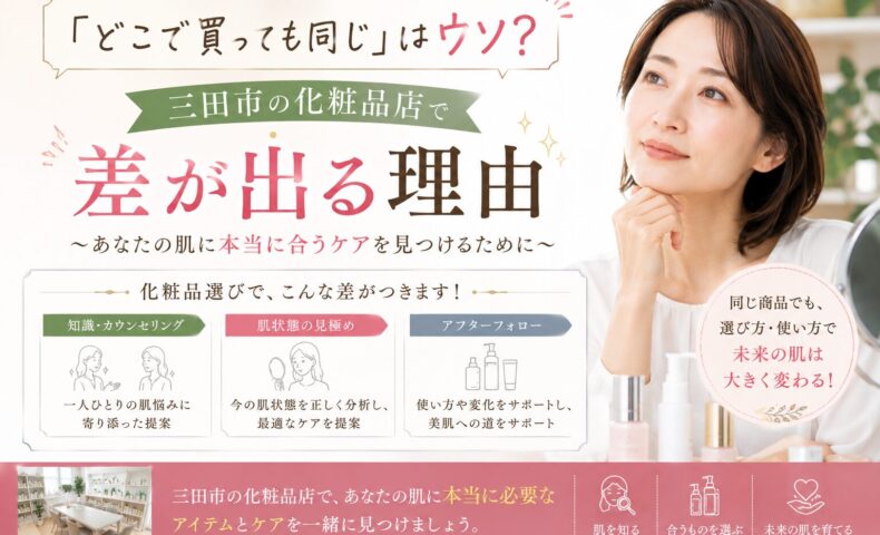 三田市の化粧品店で差が出る理由を解説する、美容カウンセリングをイメージした女性のアイキャッチ画像