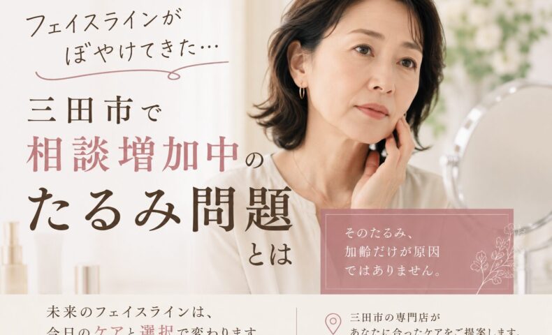 フェイスラインのぼやきやたるみ悩みに関する原因とスキンケアの見直しを提案する三田市向けの美容イメージ画像